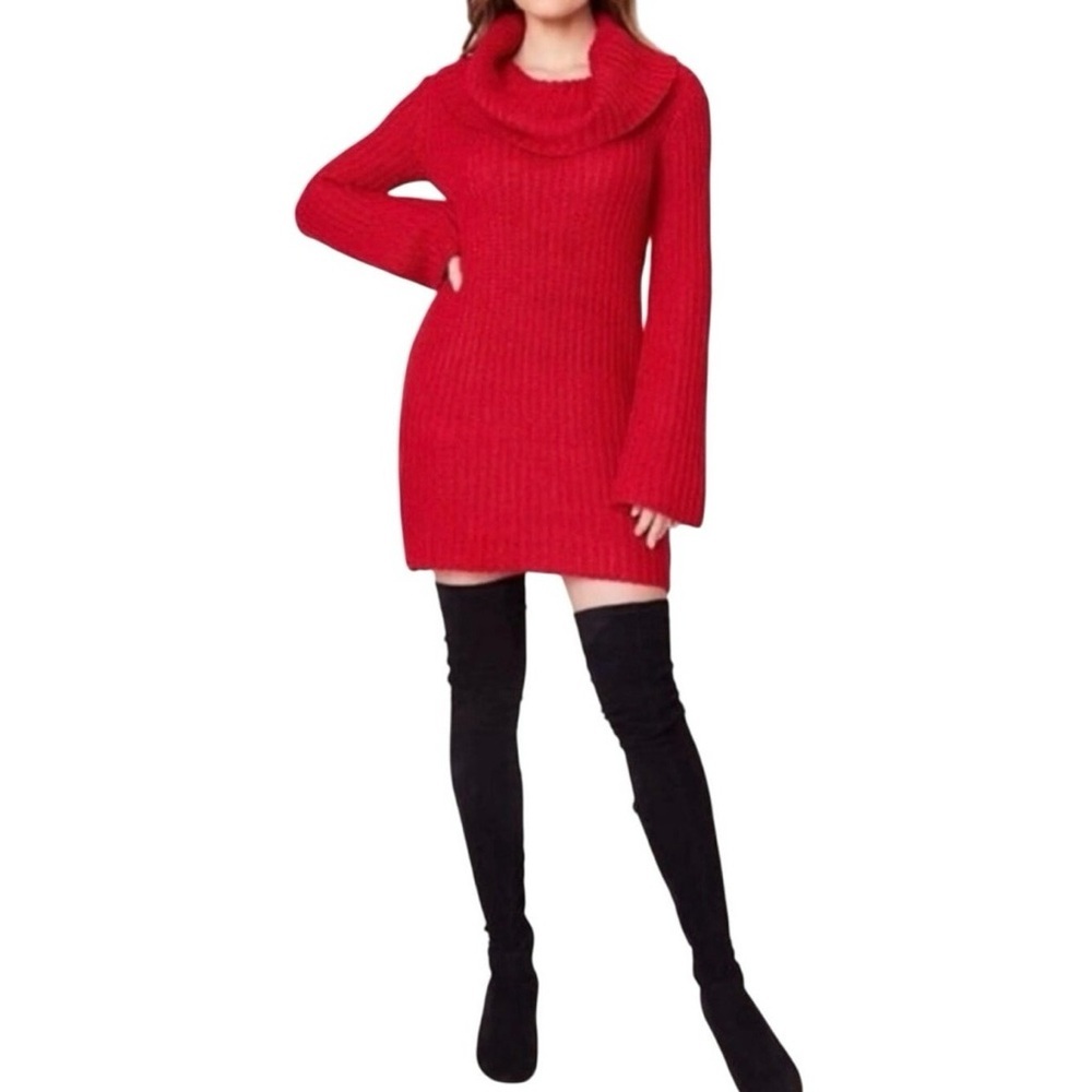 NWOT BB Dakota Red Cowl Neck Chunky Knit Sweater XS